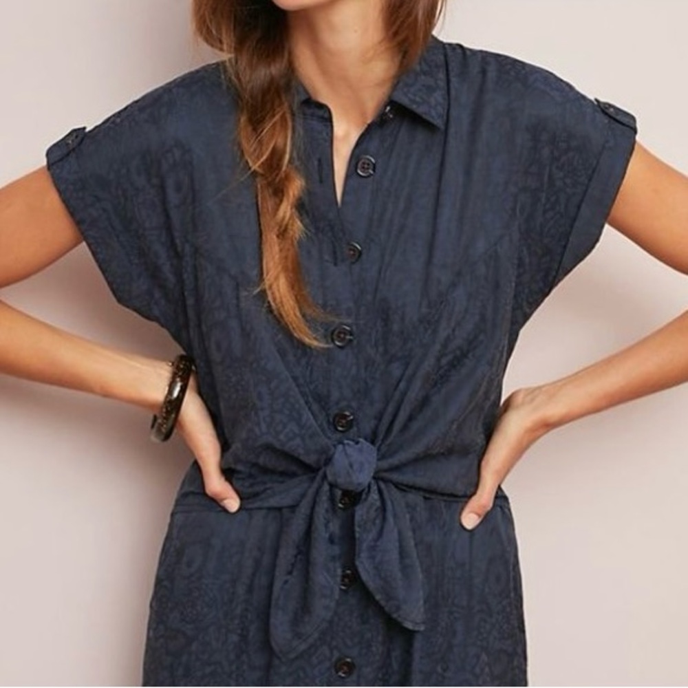 Anthropologie | Floral Navy Jumpsuit